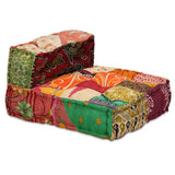 4-Seater Modular Pouffe Patchwork Fabric - Low Angle