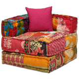4-Seater Modular Pouffe Patchwork Fabric - Extra Image
