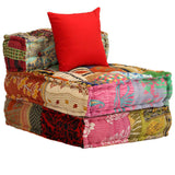 3-Seater Modular Pouffe Patchwork Fabric - Front View