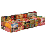 3-Seater Modular Pouffe Patchwork Fabric - Extra Image