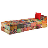 3-Seater Modular Pouffe Patchwork Fabric - Rear View