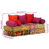 2-Seater Modular Pouffe Patchwork Fabric - Extra Image