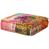 2-Seater Modular Pouffe Patchwork Fabric - Side View