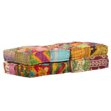 2-Seater Modular Pouffe Patchwork Fabric - 45-Degree Angle