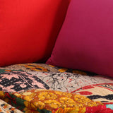 2-Seater Modular Pouffe Patchwork Fabric - Close-Up Angle