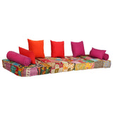 2-Seater Modular Pouffe Patchwork Fabric - Low Angle