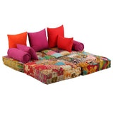 2-Seater Modular Pouffe Patchwork Fabric - Extra Image