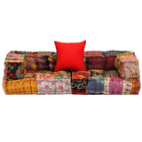 2-Seater Modular Pouffe Patchwork Fabric - Front View