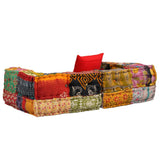 2-Seater Modular Pouffe Patchwork Fabric - Side View