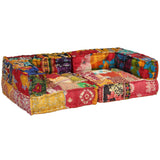 2-Seater Modular Pouffe Patchwork Fabric - Top-Down View