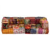 2-Seater Modular Pouffe Patchwork Fabric - 45-Degree Angle