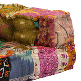 2-Seater Modular Pouffe Patchwork Fabric - Close-Up Angle