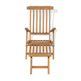 Deck Chair with Footrest Solid Teak Wood - Front View