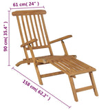 Deck Chair with Footrest Solid Teak Wood - Extra Image