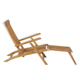 Deck Chair with Footrest Solid Teak Wood - Side View
