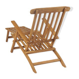 Deck Chair with Footrest Solid Teak Wood - Top-Down View