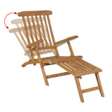 Deck Chair with Footrest Solid Teak Wood - 45-Degree Angle