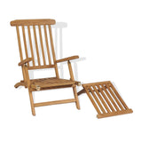 Deck Chair with Footrest Solid Teak Wood - Rear View