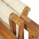 Folding Director's Chair Solid Teak Wood - Close-Up Angle