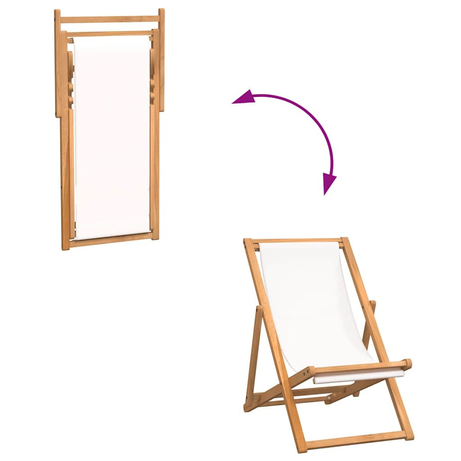 Deck Chair Teak 56x105x96 cm Cream