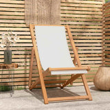 Deck Chair Teak 56x105x96 cm Cream