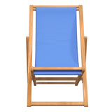 Deck Chair Teak 56x105x96 cm Blue - Side View