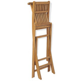 3 Piece Bistro Set with Folding Chairs Solid Teak Wood - Extra Image