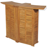 3 Piece Bistro Set with Folding Chairs Solid Teak Wood - Top-Down View