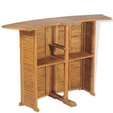 3 Piece Bistro Set with Folding Chairs Solid Teak Wood - Close-Up Angle