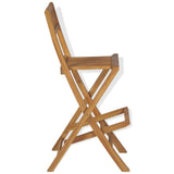 3 Piece Bistro Set with Folding Chairs Solid Teak Wood - Extra Image