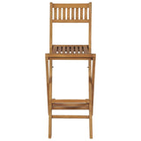 Folding Outdoor Bar Stools 2 pcs Solid Teak Wood - Front View
