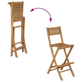 Folding Outdoor Bar Stools 2 pcs Solid Teak Wood - 45-Degree Angle