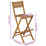 Folding Outdoor Bar Stools 2 pcs Solid Teak Wood - Extra Image