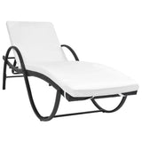 Sun Loungers 2 pcs with Table Poly Rattan Black (42884+42886)