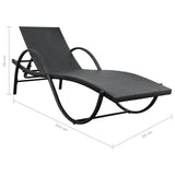 Sun Loungers 2 pcs with Table Poly Rattan Black (42884+42886)