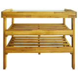 Potting Bench with 2 Shelves Solid Acacia Wood and Zinc - Rear View