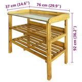 Potting Bench with 2 Shelves Solid Acacia Wood and Zinc - Low Angle