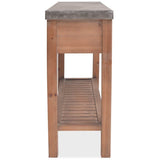 Console Table Solid Fir Wood 122x35x80 cm - Top-Down View