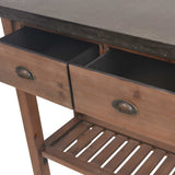 Console Table Solid Fir Wood 122x35x80 cm - Close-Up Angle