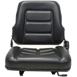 Forklift & Tractor Seat with Adjustable Backrest Black - Front View