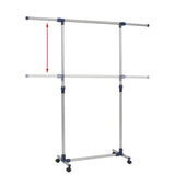 Adjustable Clothes Rack Stainless Steel 165x44x150 cm Silver - Side View