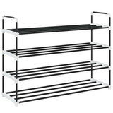 Shoe Rack with 4 Shelves Metal and Plastic Black