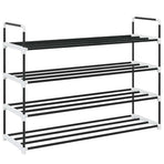 Shoe Rack with 4 Shelves Metal and Plastic Black