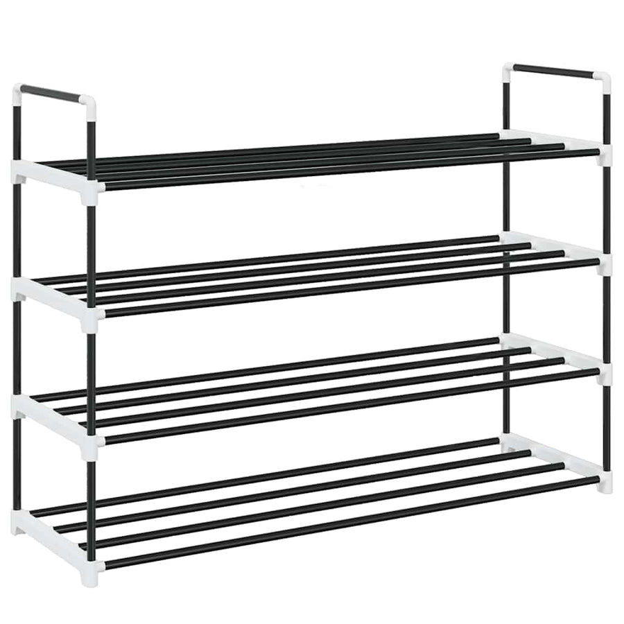 Shoe Rack with 4 Shelves Metal and Plastic Black