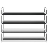 Shoe Rack with 4 Shelves Metal and Plastic Black