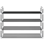 Shoe Rack with 4 Shelves Metal and Plastic Black