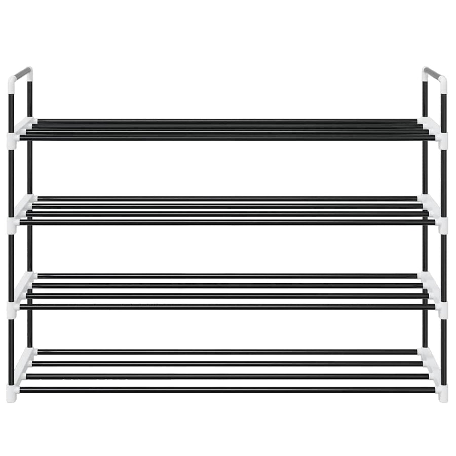 Shoe Rack with 4 Shelves Metal and Plastic Black