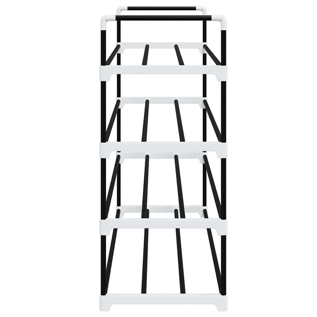 Shoe Rack with 4 Shelves Metal and Plastic Black