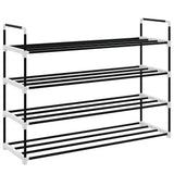 Shoe Rack with 4 Shelves Metal and Plastic Black