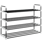 Shoe Rack with 4 Shelves Metal and Plastic Black